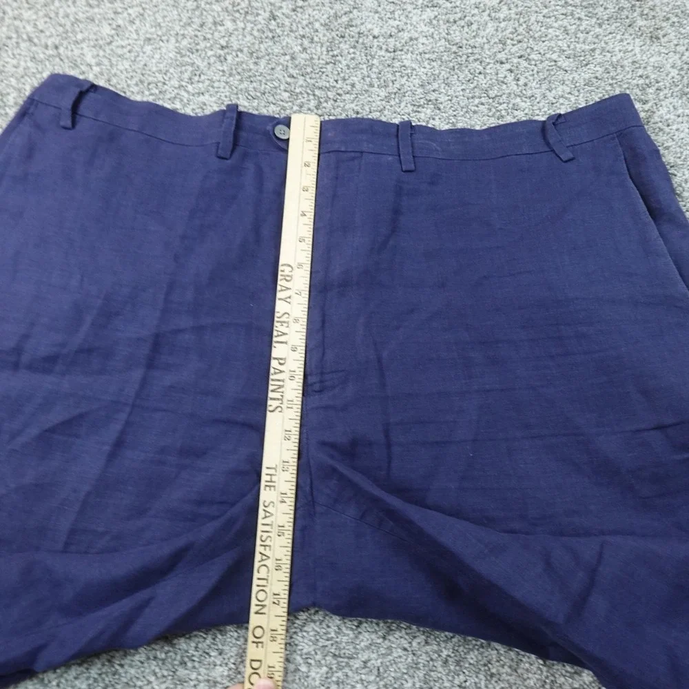 Ralph Lauren Pants Mens 48X29 Blue Linen Flat Front Chino Trouser Dress Slacks